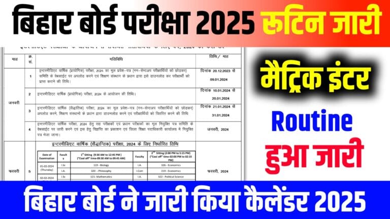 Bihar Board Exam Date Sheet 2025: